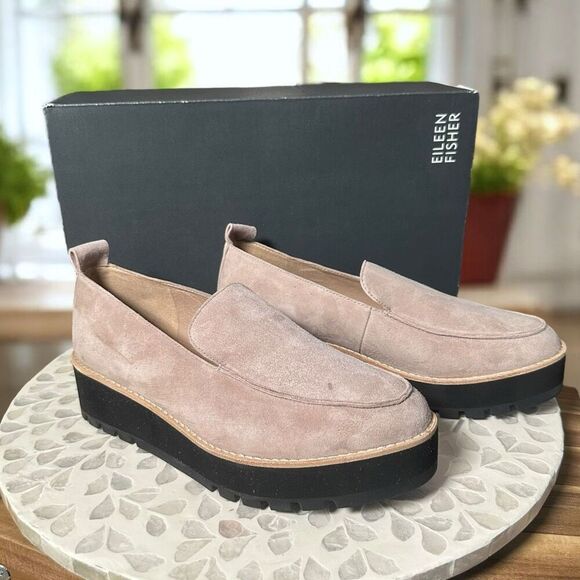 Eileen Fisher $225 Ells Leather Suede Loafer Wedge Platform Slip-On Women’s 7.5 - Picture 5 of 11